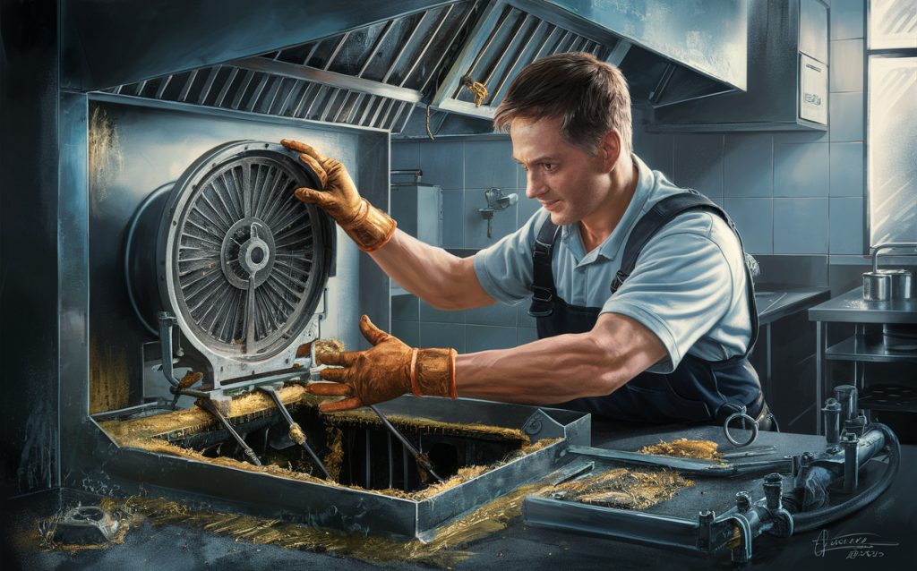 A skilled aircraft mechanic inspecting and servicing a jet engine in an aircraft hangar, wearing protective workwear and using specialized tools to ensure the engine is in proper working condition.